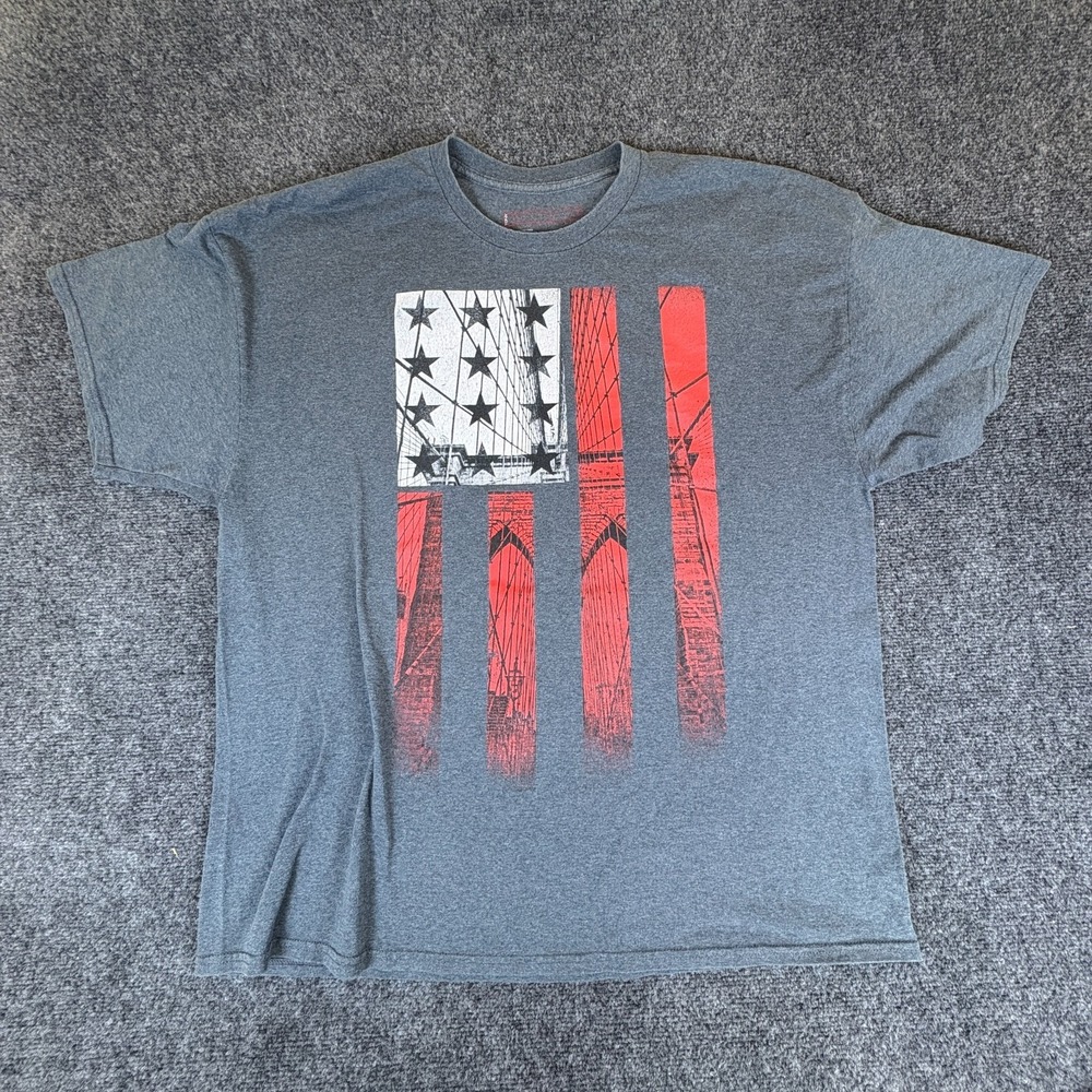 Tony Hawk T-Shirt Mens 2XL Heather Charcoal Red American Flag‎ Graphic Cotton